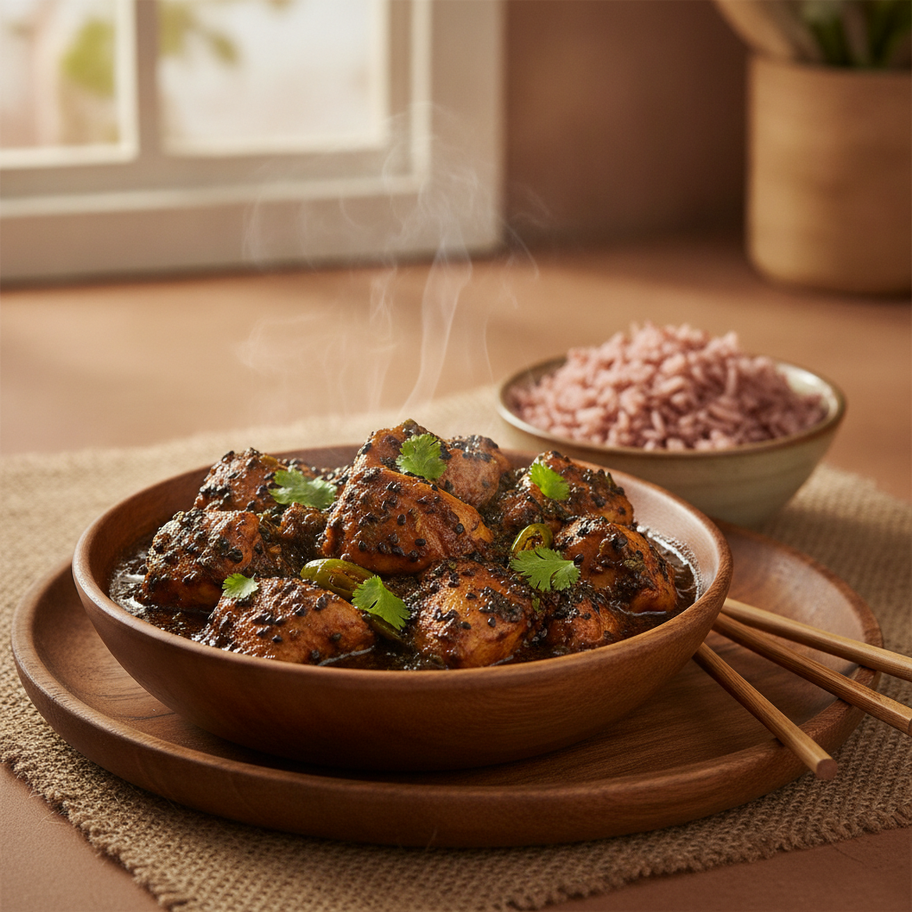 Assamese Cuisine Black Sesame Chicken